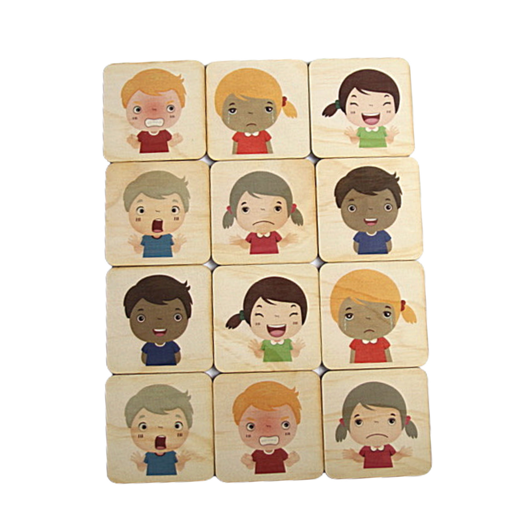 12 Piece Wooden Emotions Memory Game