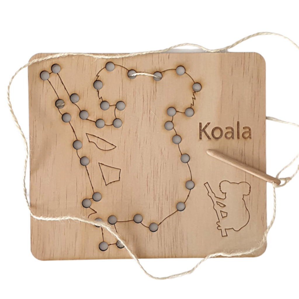 Wooden Koala Lacing Board